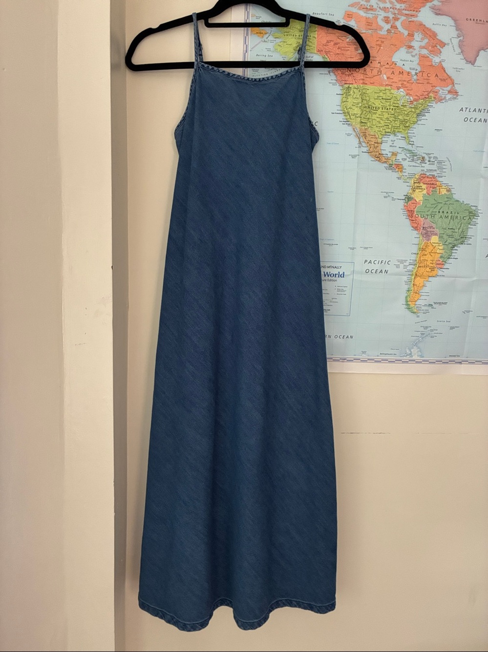 Lightweight denim maxi dresss size XS XSP Gap bias cut 90s style - Picture 2 of 7